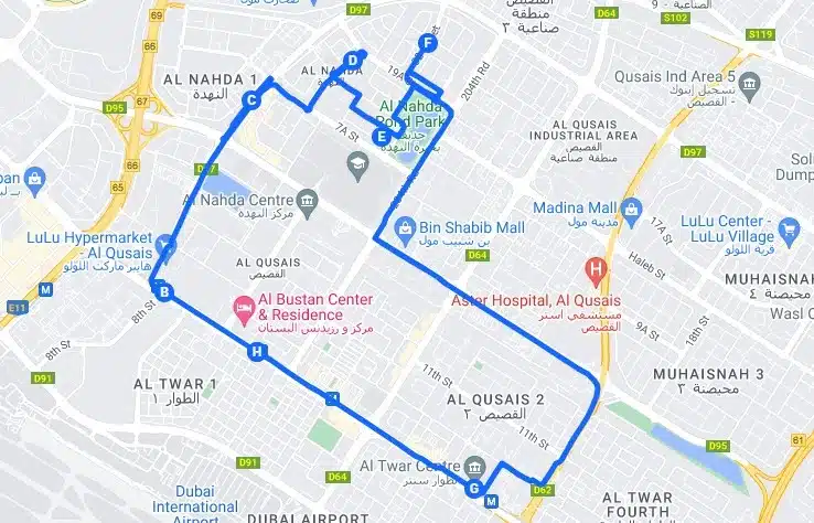 F21 Bus Route map dubai