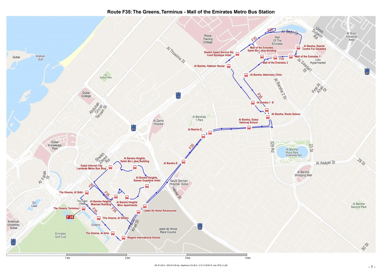 F35 Bus route map