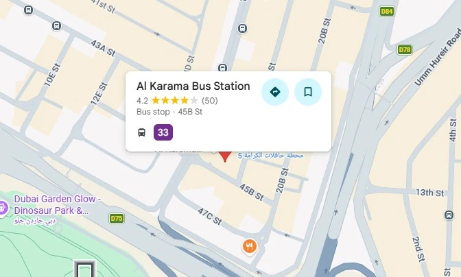 Al Karama Bus Station map