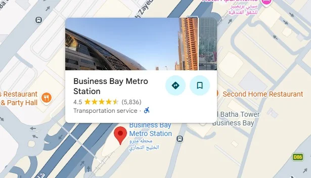Business Bay Metro Station location