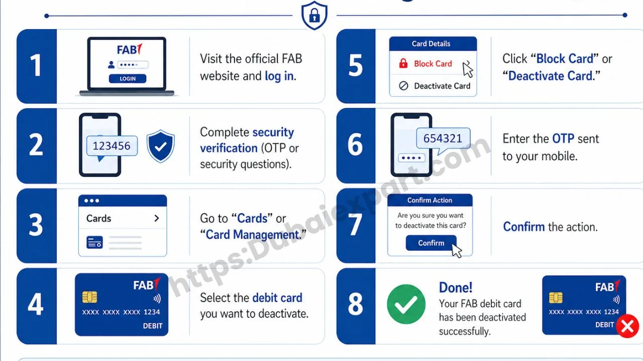 Deactivate Your FAB Debit Card online