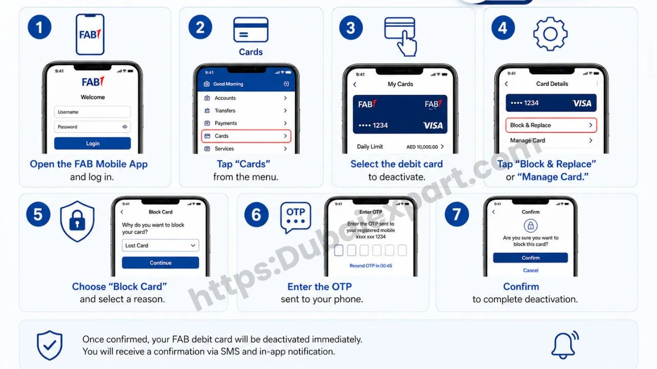 Deactivate Your FAB Debit Card online