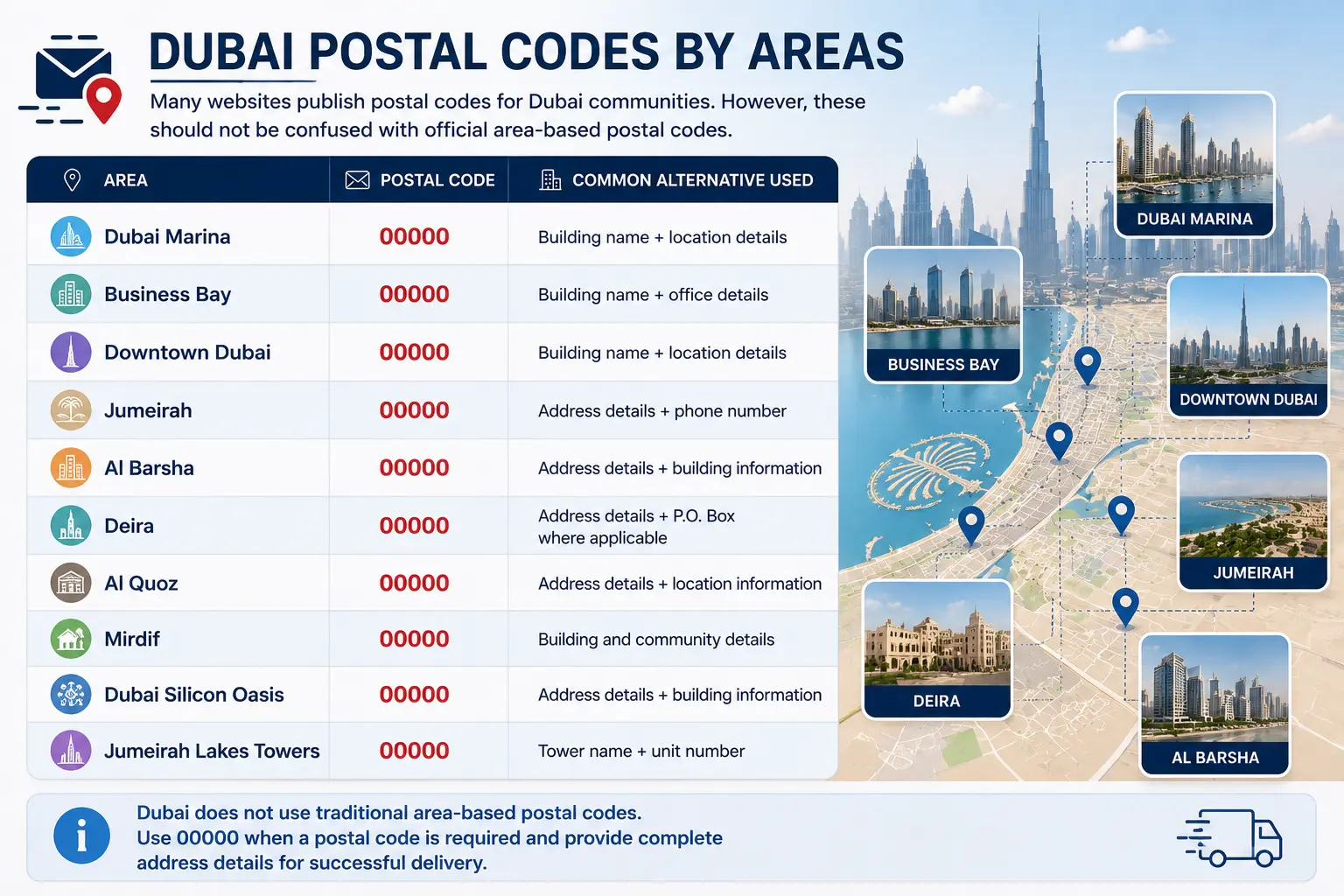 Dubai postal codes list