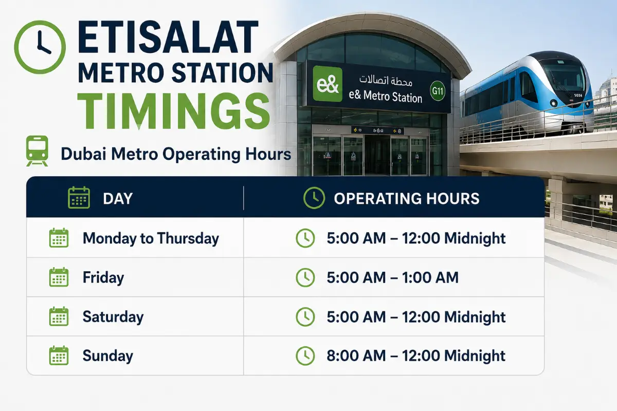 Etisalat Metro Station timings