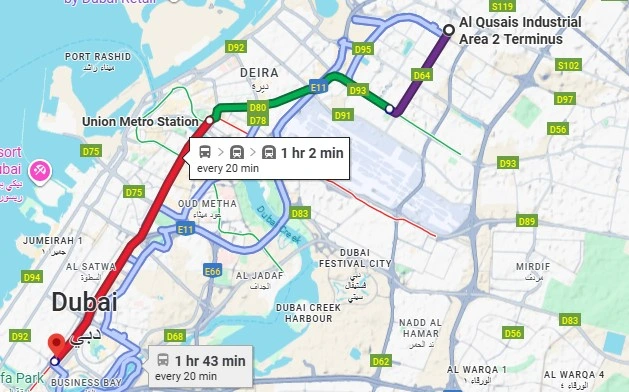 X22 Bus Route map