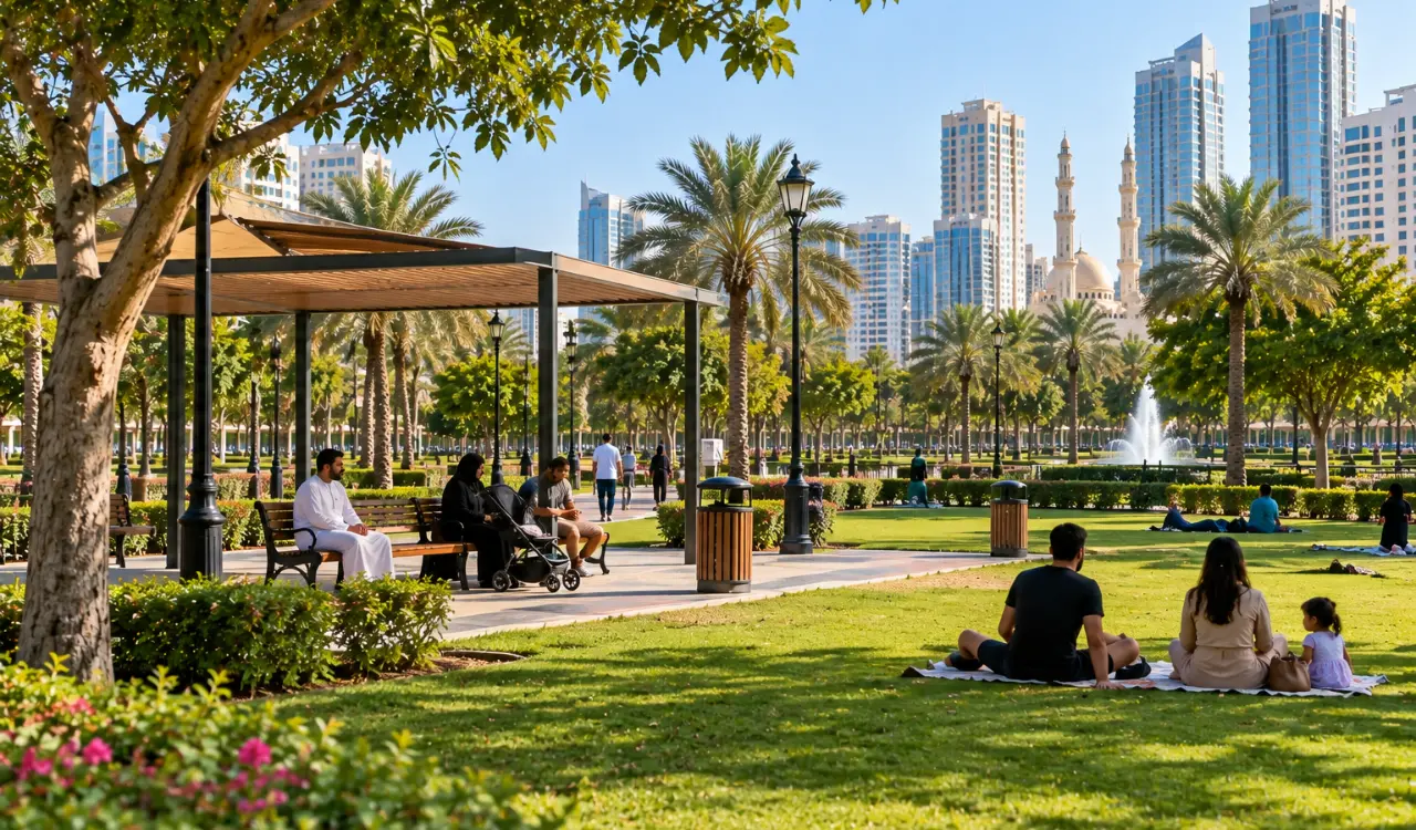 Electra Park Lawns and Shaded Seating